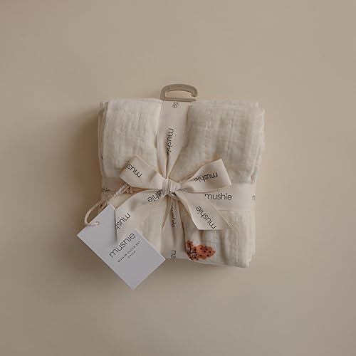 Miniatura 7 de mushie Paños de muselina para bebé, 100% algodón orgánico, 23.5 x 23.5 pulgadas (flores), paquete de 3 unidades