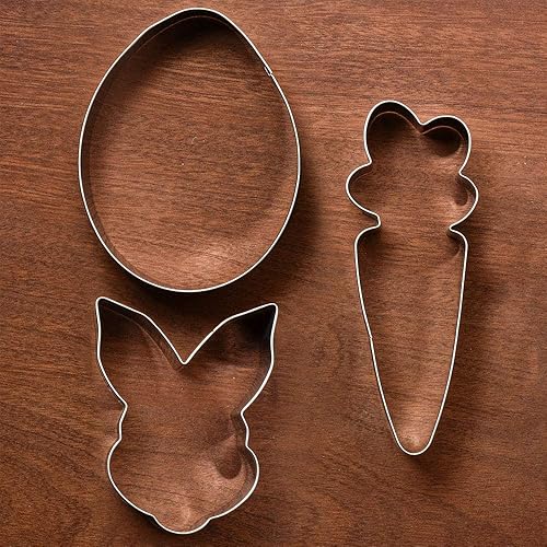 Miniatura 2 de LILIAO Spring Easter - Juego de 3 cortadores de galletas de Pascua, huevos de Pascua, cara de conejo y zanahoria, sándwich de fondant, cortadores de