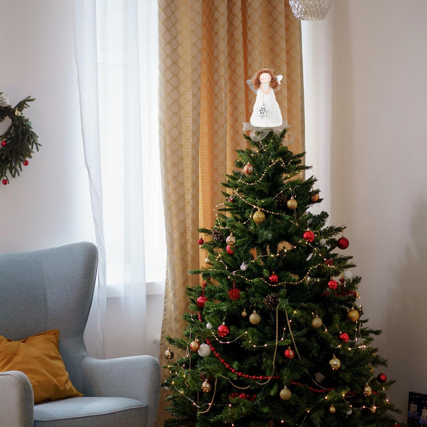 ABOOFAN Tree Decor 1pc Christmas Decorations Table Top Decor Girly Decor Fireplace Decor Christmas Tree Topper Ornaments Angel Christmas Tree Topper Angel Christmas Treetop Decoration - Image 7