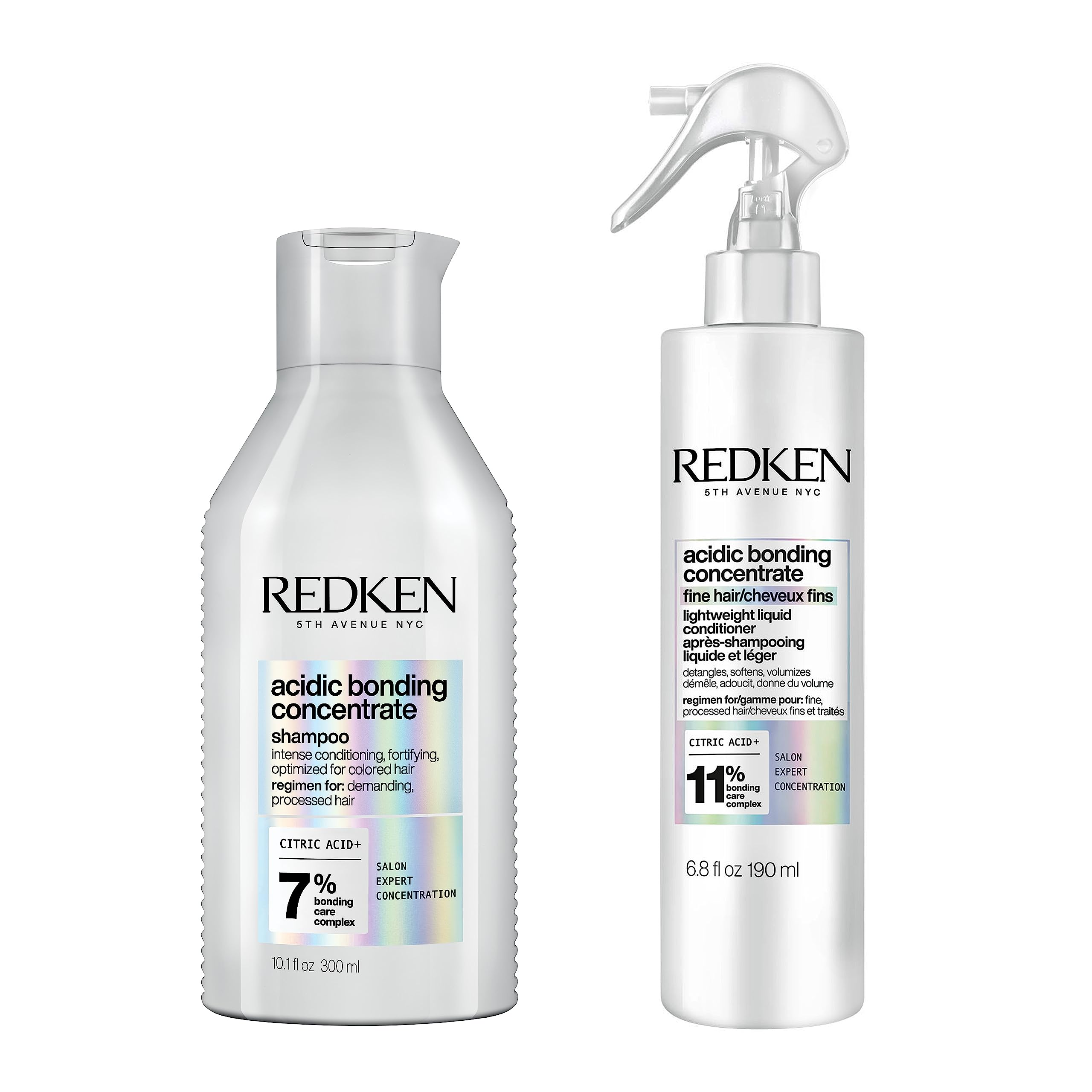 Acidic Bonding Concentrate Shampoo 300ml & Lightweight Liquid Conditioner 250ML, Protects Colour Treated Hair & Restores