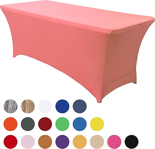 Miniatura 268 de Obstal Funda de mesa de elastano elástica de 4 pies para mesas plegables estándar, paquete de 2 manteles rectangulares universales ajustables