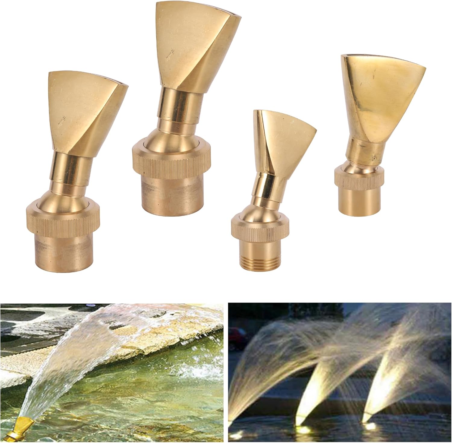 Fountain Nozzle Brass Fan Shaped Fountain Spray Head 1/2" 3/4" 1" 2" Female Male Thread Adjustable Duckbill Jet Garden Landscape Pond(3I4 inch)
