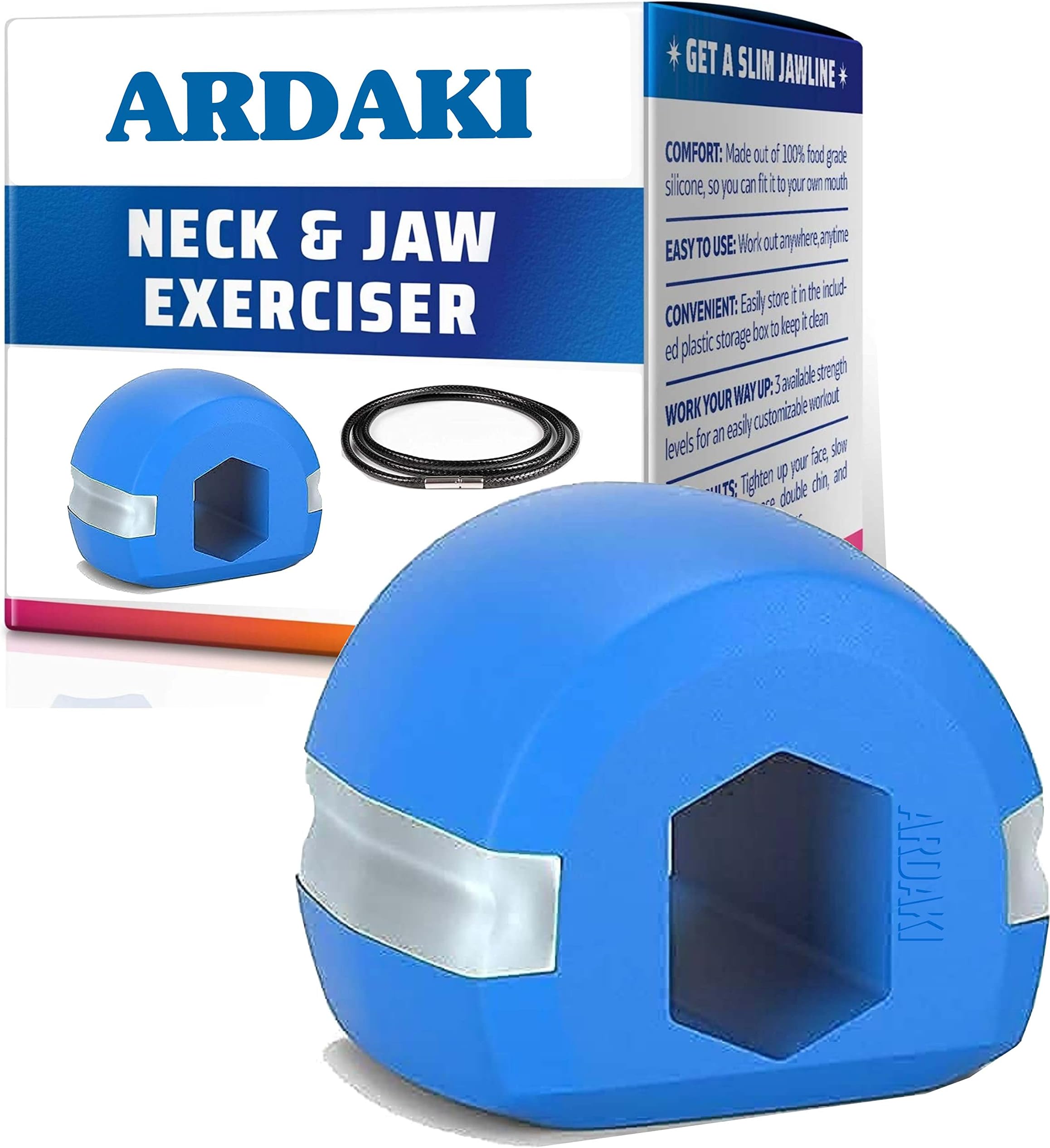 Jawline Tightening Exerciser Jaw, Face, and Neck - Define Your Jawline, Slim Tone Look Younger Healthier Helps Reduce Stress Craving- Free Rop Hanger For neck