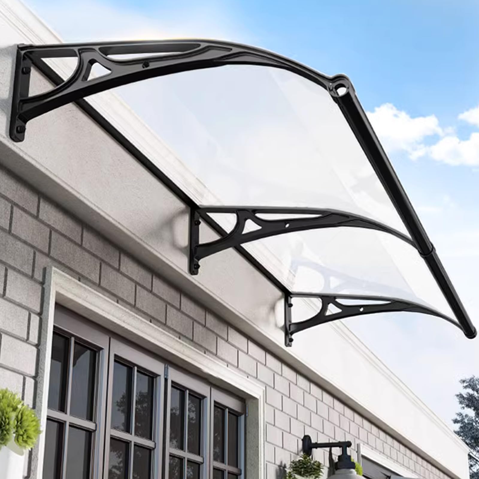 Marquesina para Puertas de Aleación de Aluminio para Fregadero,Cubierta de Policarbonato Transparente,Toldo de Entrada de Porche,Dosel de Techo,Marquesina Puerta Exterior (60x170cm/24"x67")