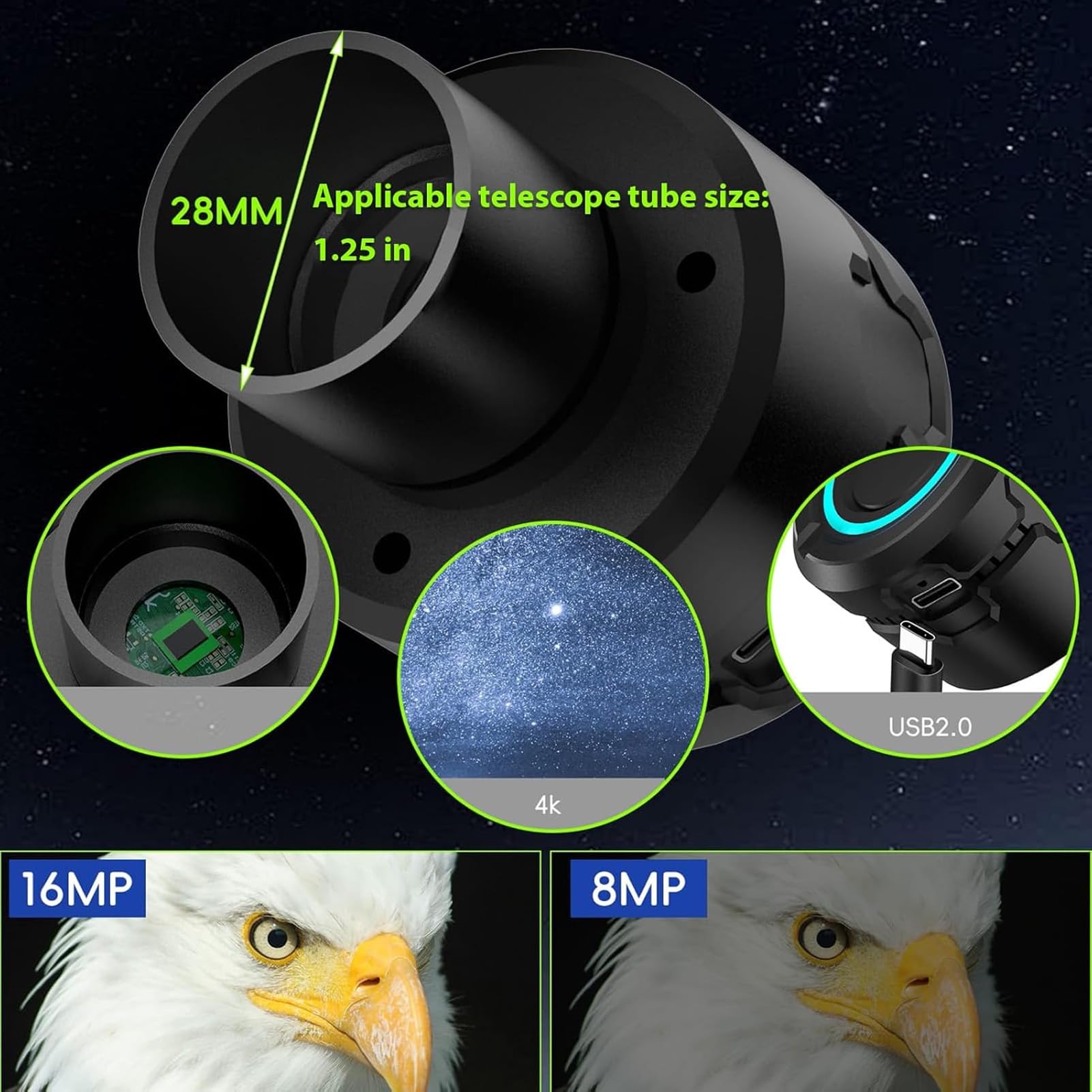 OCCELO ELETTRONICO Wifi, Registrazione Video 4K 5MP Wireless Oculare Digitale Wifi, Telescopi e Accessori per Microscopi, Fotocamera Portatile per Spottst Watching
