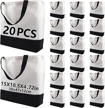 OKBA Sublimation Tote Bags,polyester tote bags for sublimation, blank canvas tote bags for DIY Crafting and Decorating