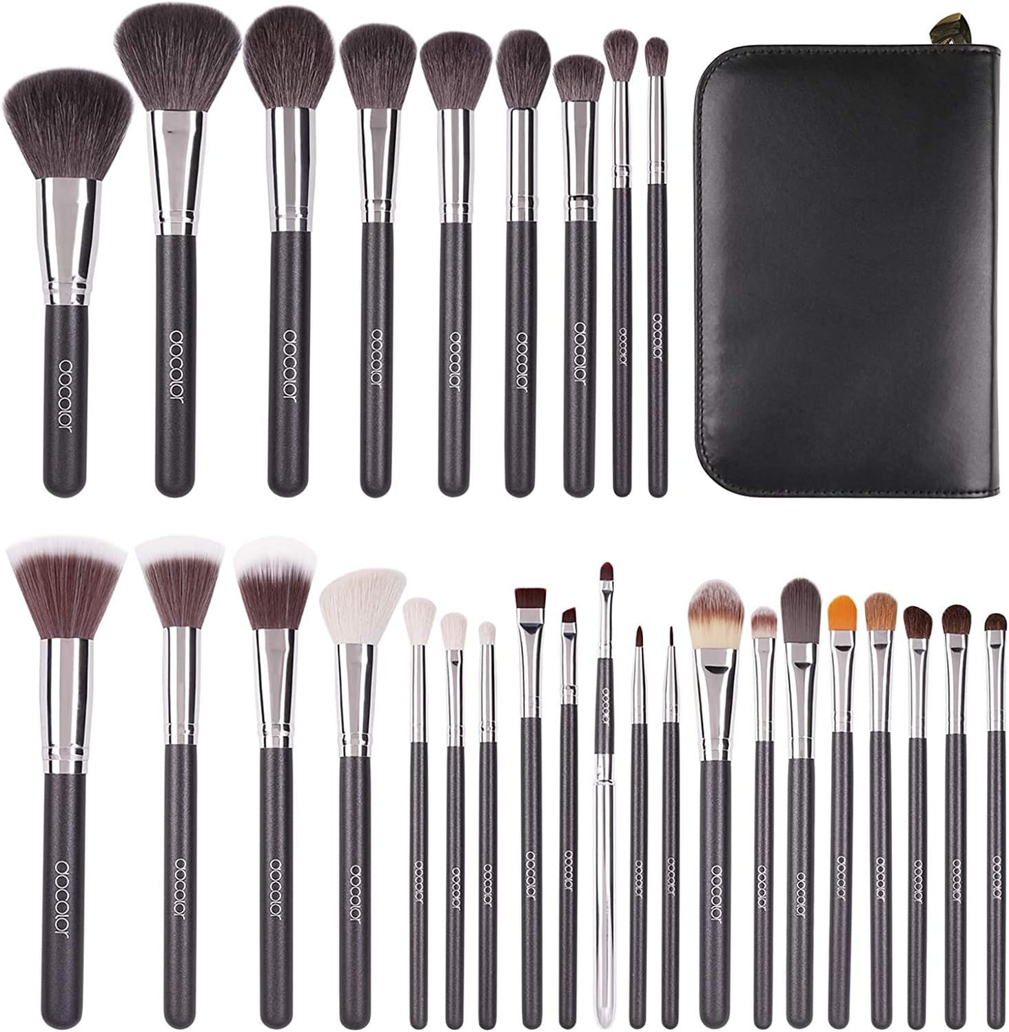 docolor Professional Makeup Brushes 29Pcs Premium Synthetic Makeup Brush Set Powder Eyeshadow Eyeliner Blush Concealer Cosmetic Brushes Kit with PU Leather