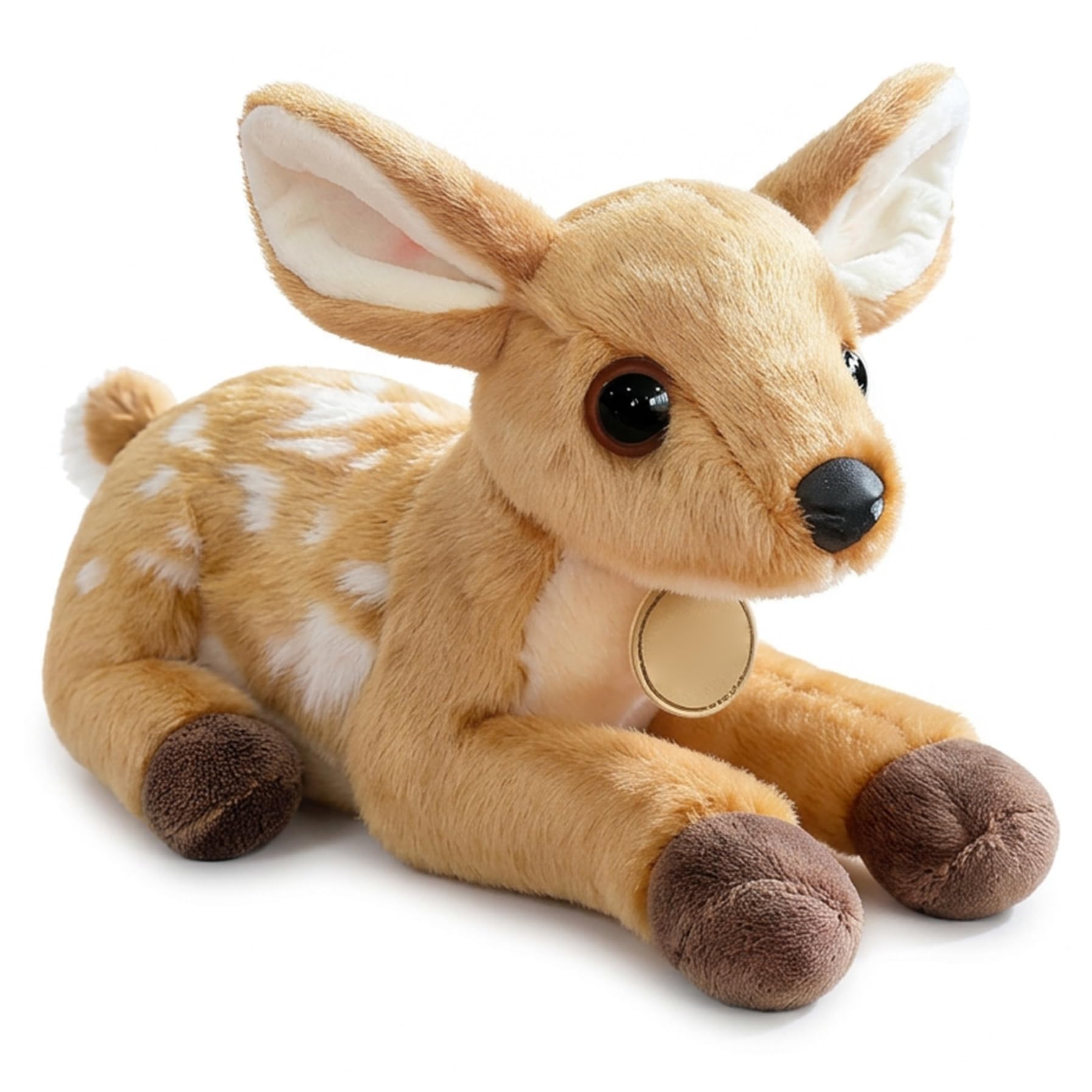 Syglawnd Deer Stuffed Animal Lying Down Fawn Plush for Cuddling Home Decor Christmas, Khaki