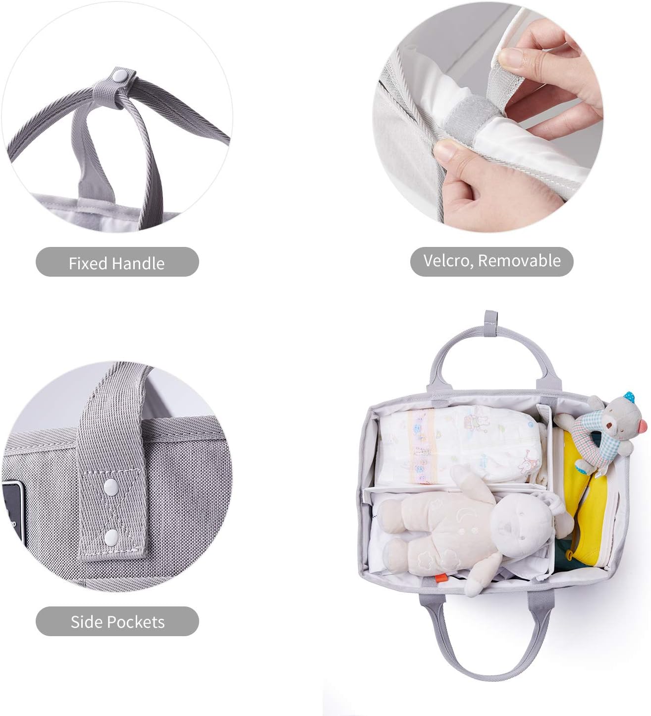SUNVENO Baby Diaper Caddy Organizer, Large Baby Organizers and Storage for Nursery - Portable Diaper Basket for Changing Station - Fits Changing Table - Baby Registry Gift