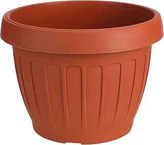 Bama Natura Balcony Box With Self Waterer Saucer, 30097, Red Brown, Plastic - Made In Italy