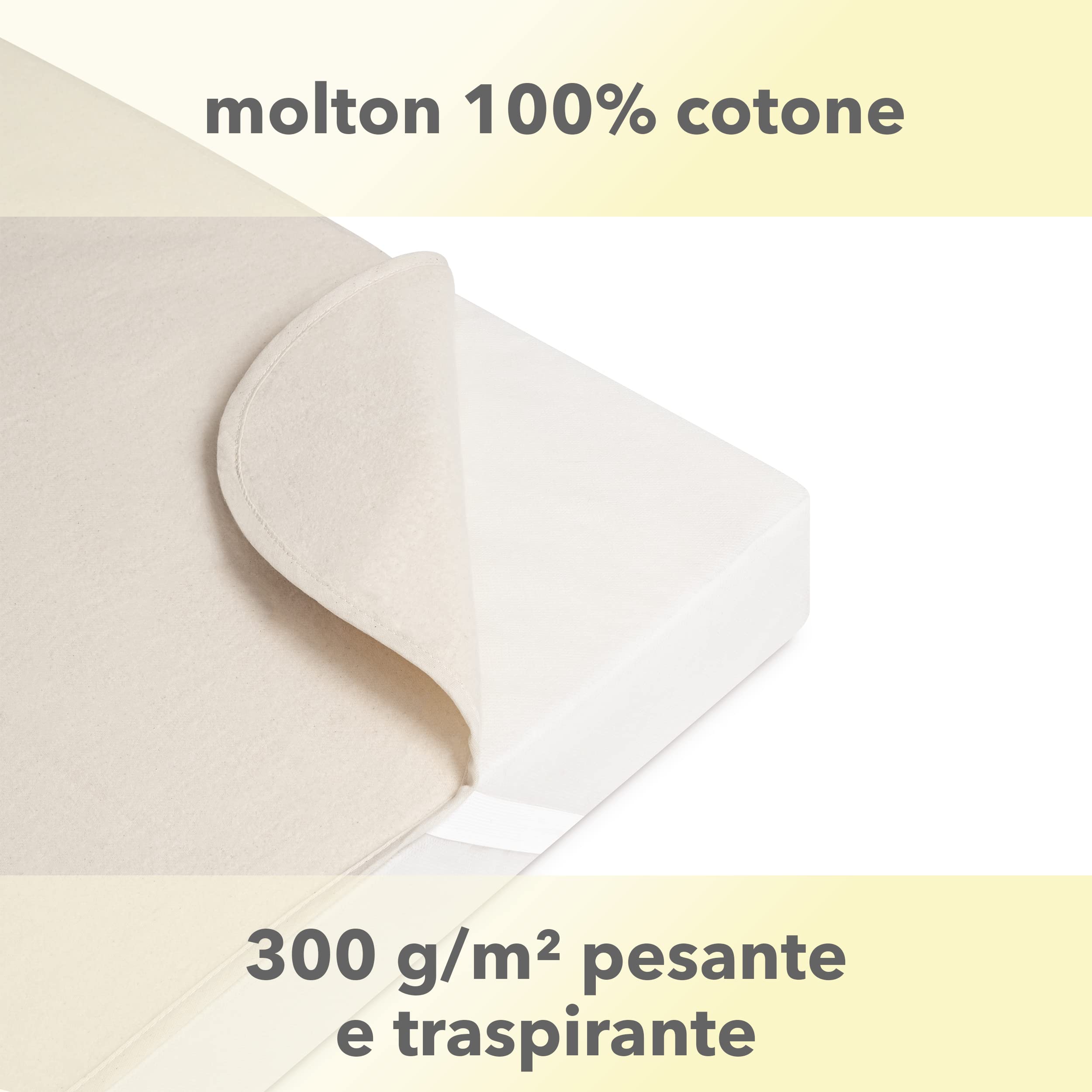 STUDIO Molton Coprimaterasso matrimoniale, Made in Green, 100% cotone, Made in Germany, Coprimaterasso con elastici angolari, protettivo, lavabile e traspirante 160x200 cm, colori naturali