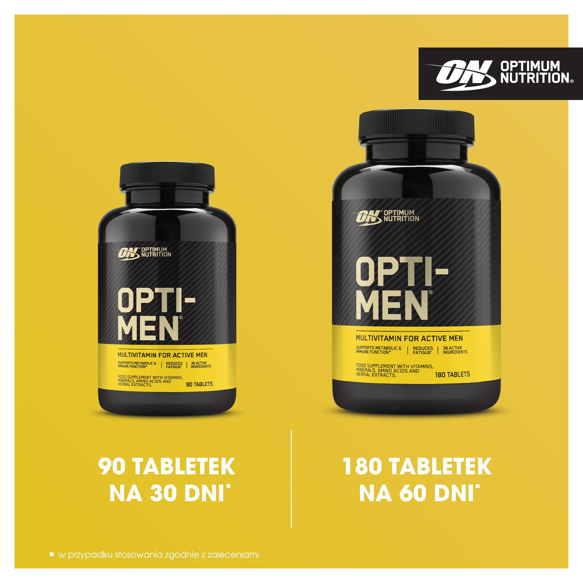 Opti-Men Multi-Vitamin Optimum Nutrition – suplement dla mężczyzn, zawiera witaminy D, C, B6 i aminokwasy, bez dodatków smakowych, 30 porcji, 90 kapsułek