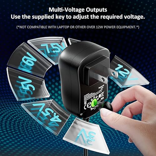 Miniatura 2 de Fuente de alimentación universal de 12 W, 12 V, 9 V, 7,5 V, 6 V, 5 V, 4,5 V, 3 V, 1 A, adaptador de CA a CC para enrutador de tira LED, altavoz,