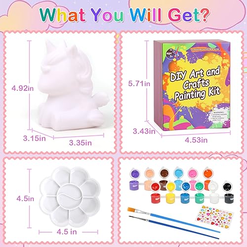 Miniatura 4 de dededa Kit de arte de luz nocturna de unicornio para pintar tu propio unicornio, artes y manualidades para niños de 4 a 8 años, regalos de