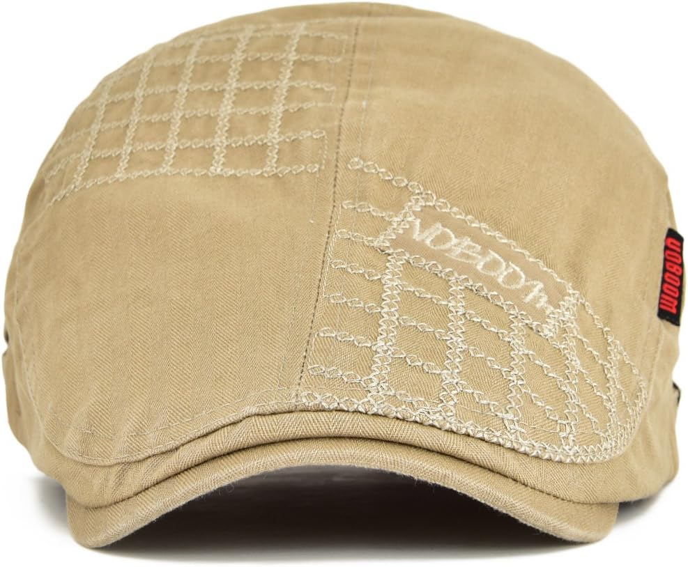 VOBOOM Men Cotton Adjustable Newsboy Beret Ivy Cap Cabbie Flat Hat - Image 2