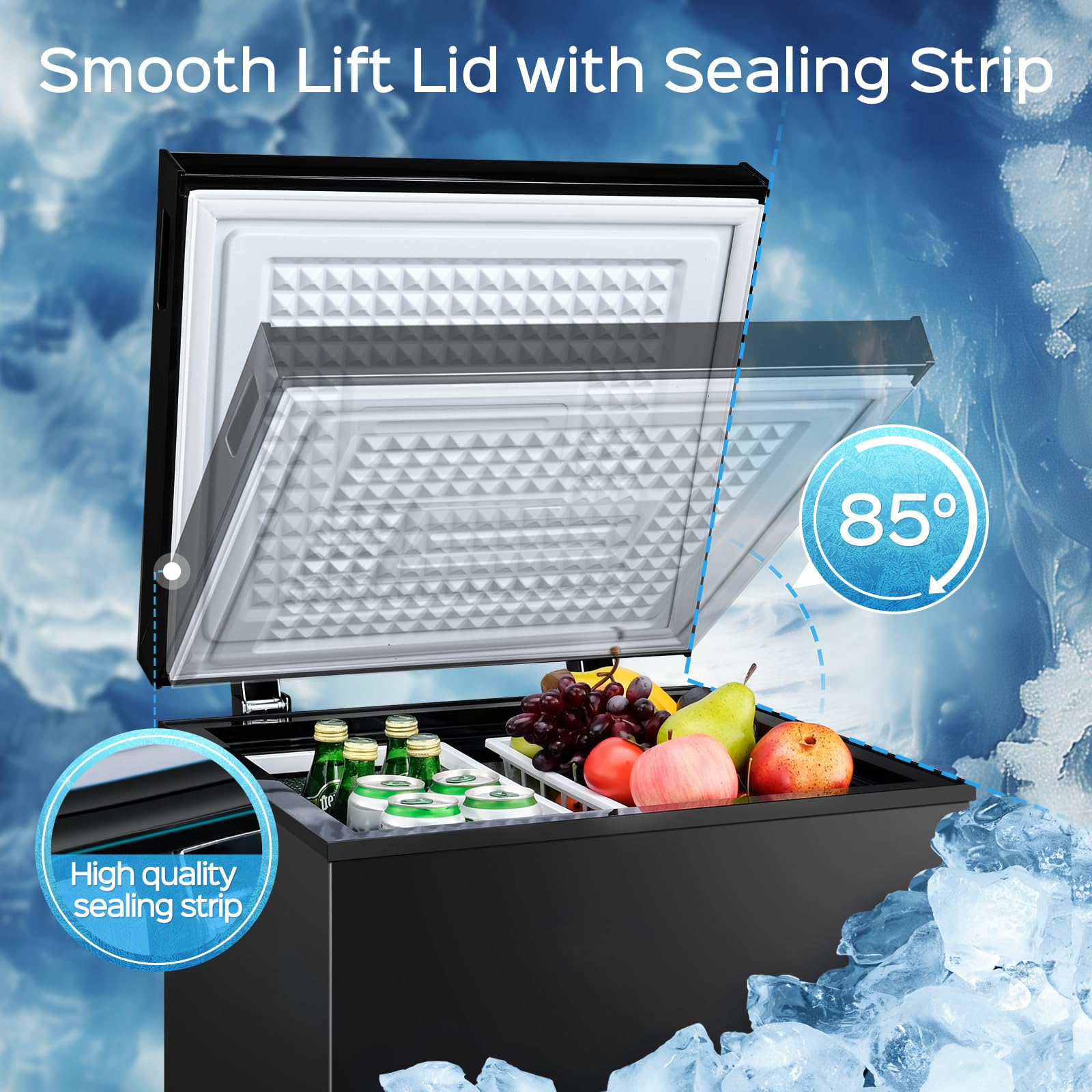 Anypro Chest Freezer 6.0 Cu.Ft, Freestanding Top Door Compact Small Deep Mini Freezer With 2 Removable Baskets, 7 Adjustable Temperatures For Garage Dorm Apartment RV Kitchen Business, White on Fridge.com - View 5