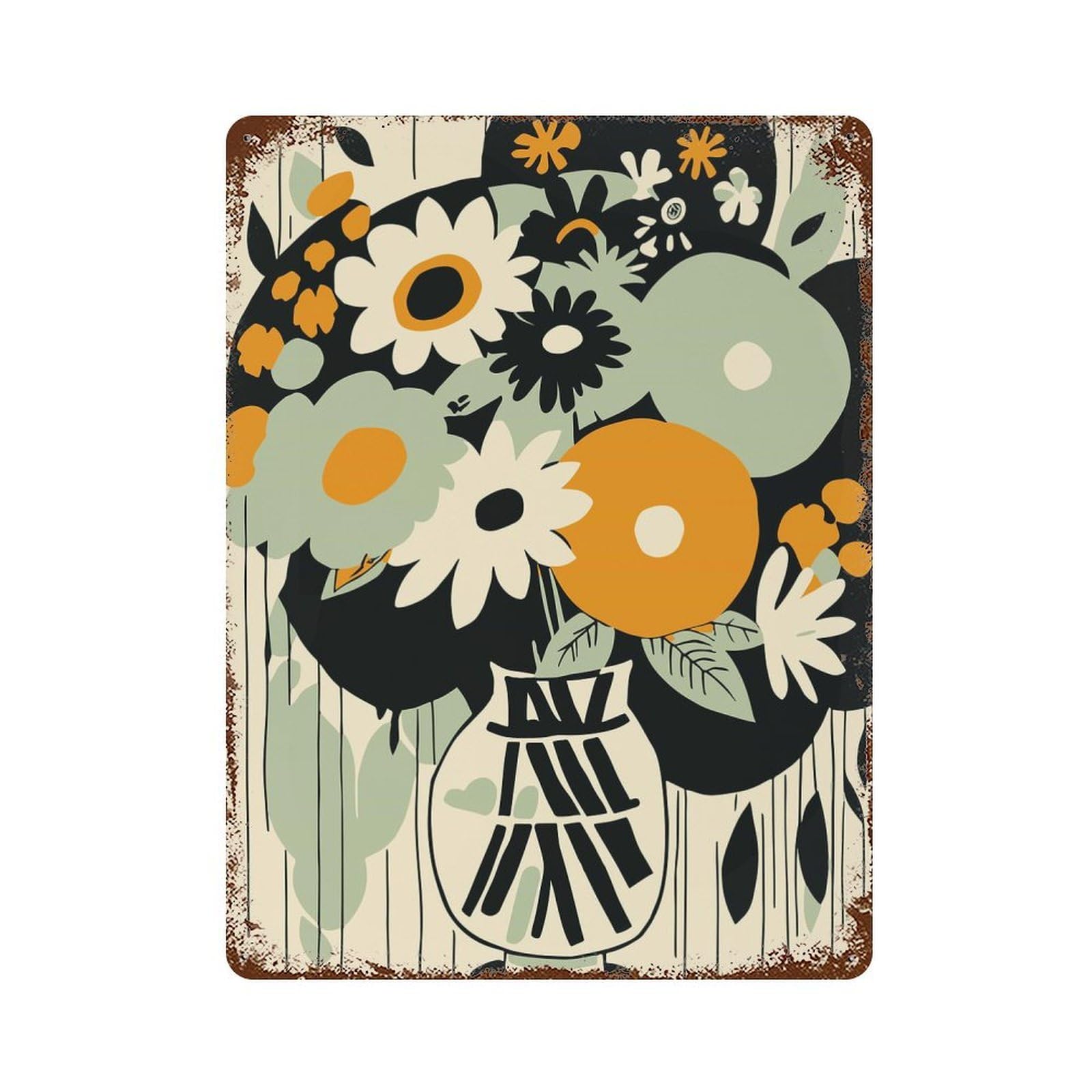 Mia Bouquet of Flowers Weathered Tin Sign 15.7"x11.8", for Basement, Hobby Room And Garage Decor, Rustic Home Decor