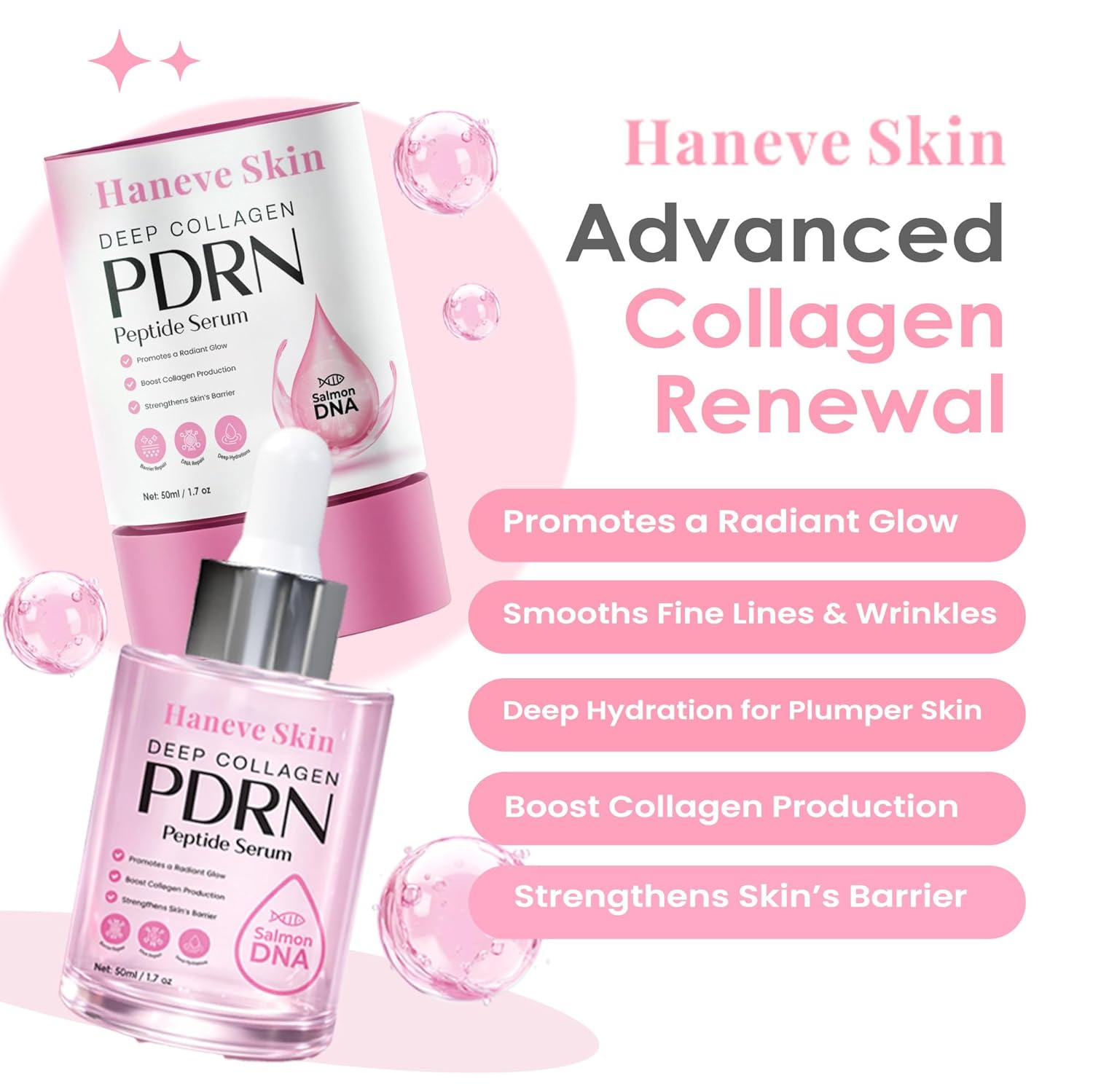 Deep Collagen PDRN Salmon DNA Peptide Serum with Niacinamide – Hydrating Facial Serum with Collagen-Supporting Peptides & Barrier-Strengthening Formula – For Smooth, Radiant, Moisturized Skin – 50ml - Image 6