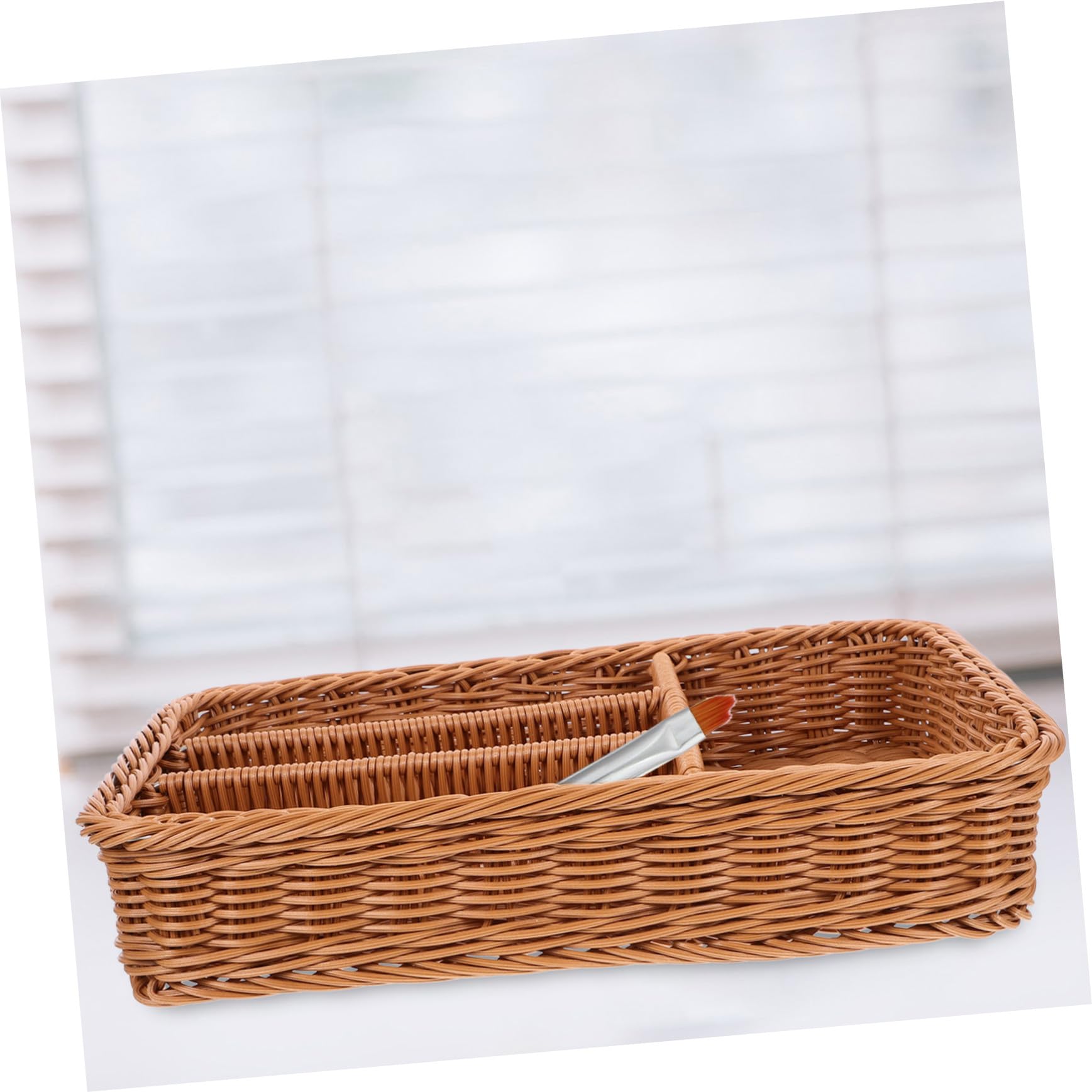 Cesta de Cubiertos Cesta de Almacenamiento de Tenedores Cubiertos de Mimbre Cuchillería utensilio para cajón