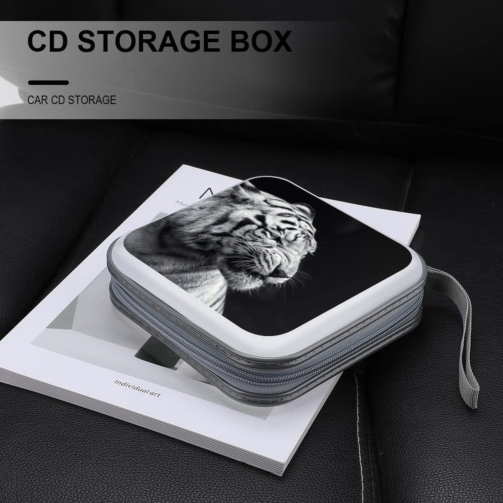 Amazon.co.jp: CD収納ボックス 灰色の虎 白黒 タイガー 寅年 虎