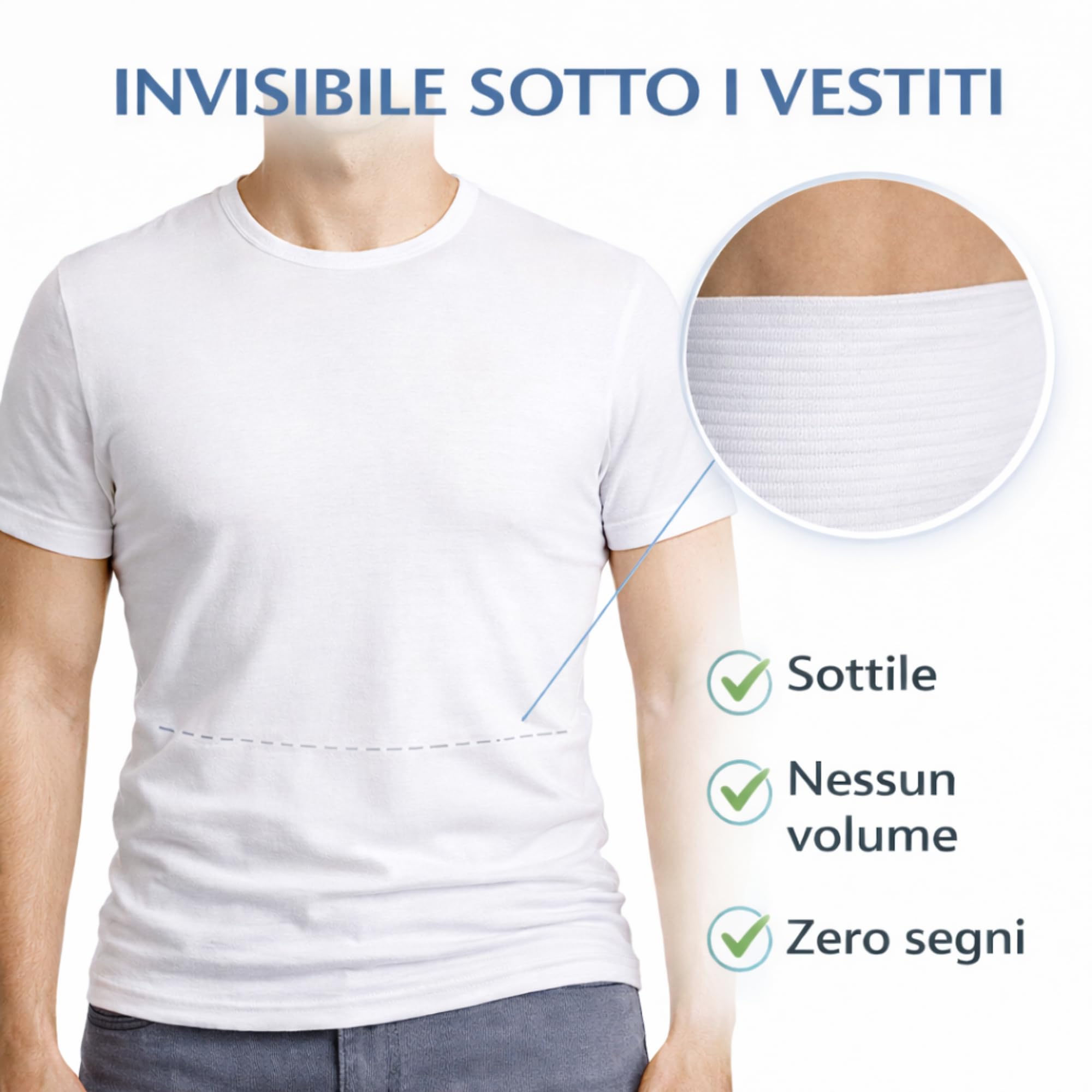 Leedya Pancera Contenitiva Estiva Unisex Made in Italy - Fascia Elastica Lombare Traspirante in Cotone 30 cm - Discreta sotto i Vestiti - Supporto Schiena Addominale Uomo Donna (XL) - 4