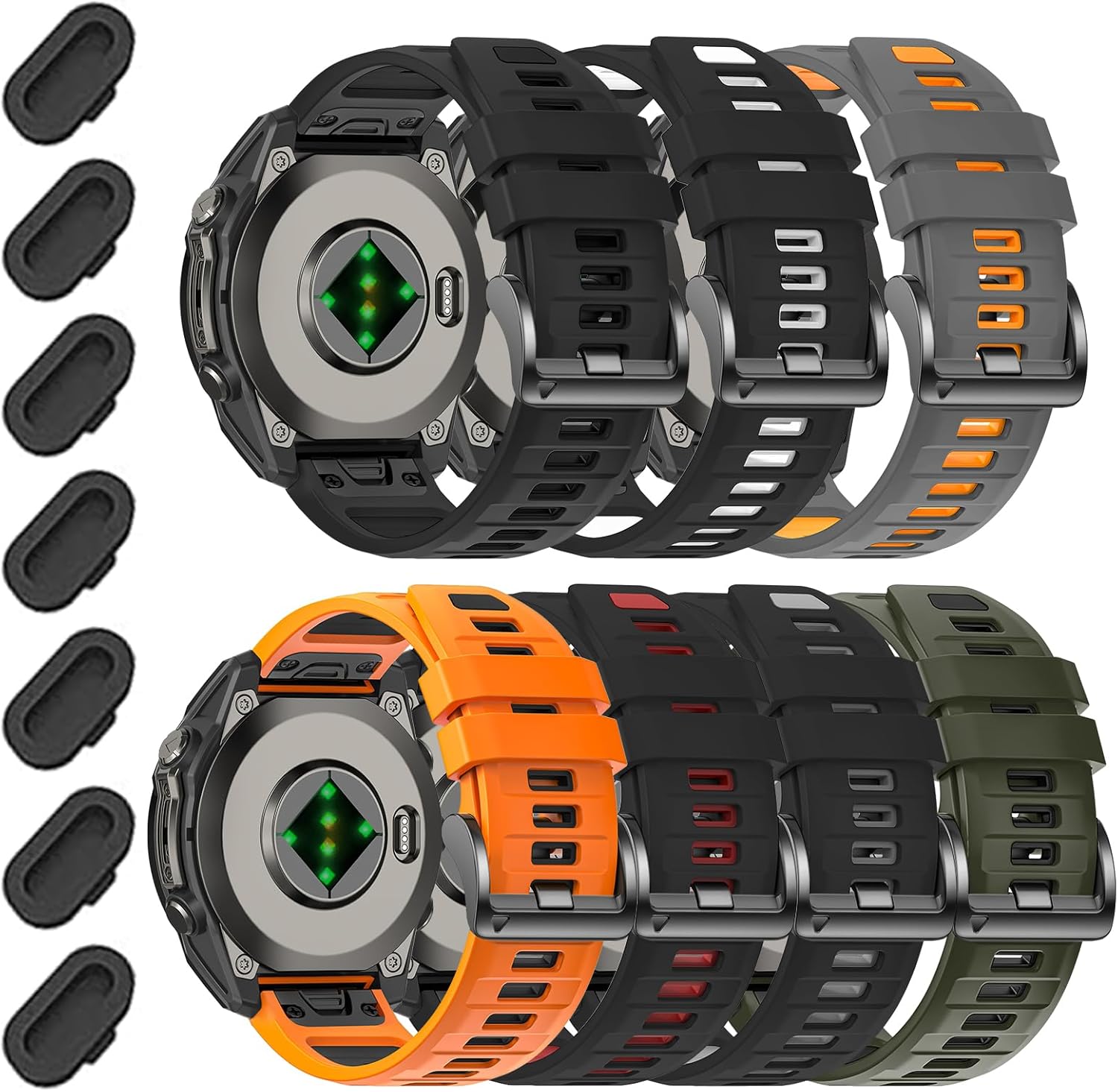 26mm Watchbands Compatible With Garmin Fenix 8 Pro/Quatix 8 51mm/Fenix 7X Pro/7X/6X Pro/6X/5X Plus/5X/3 HR,Silicone Quick-Fit Strap for tactix 8 51mm/7 pro/Enduro 3 2/Descent Mk3i-51mm/Mk2i