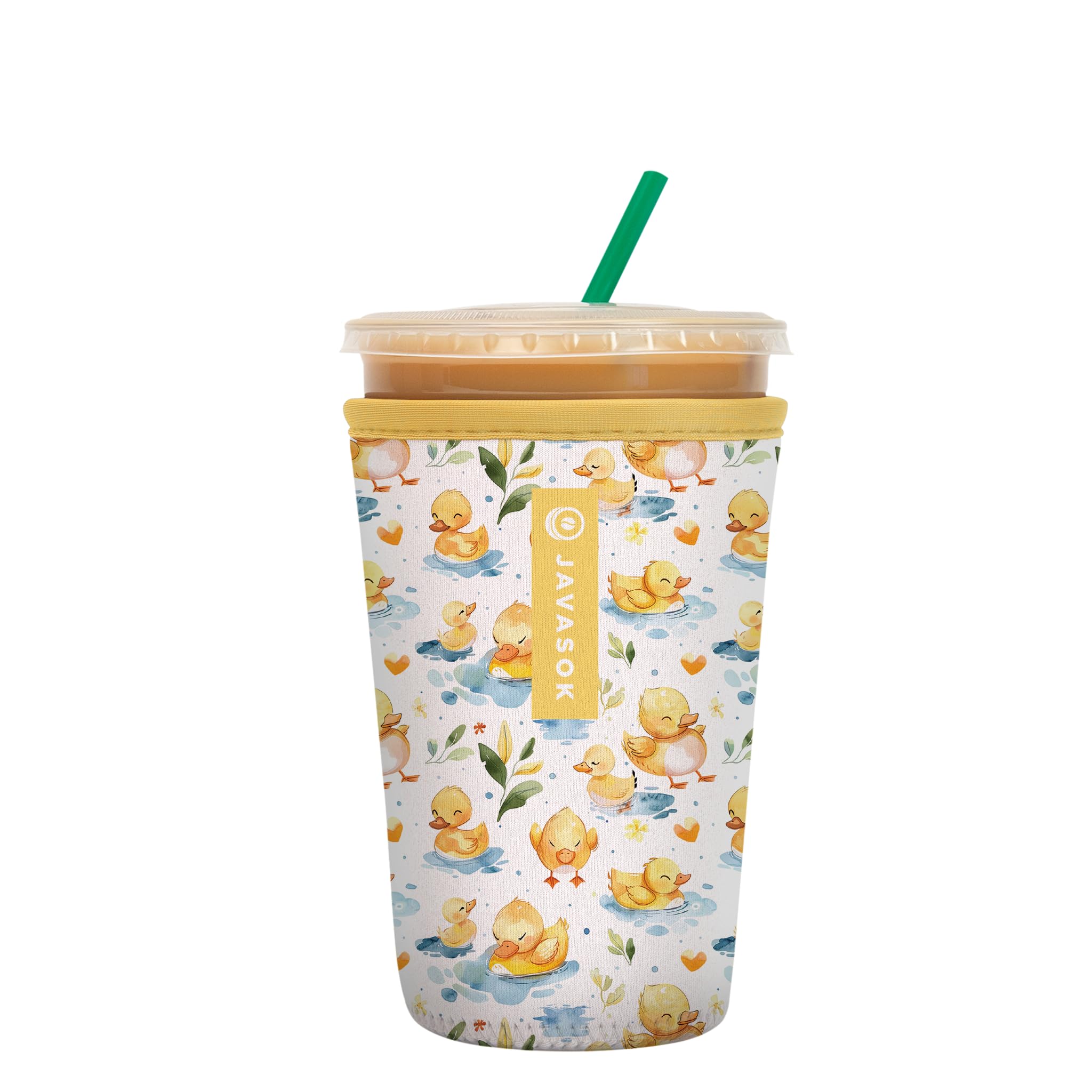 Sok It JavaSok Iced Coffee &amp; Cold Soda Insulated Neoprene Cup Sleeve (Just Ducky, Medium: 22-28oz)