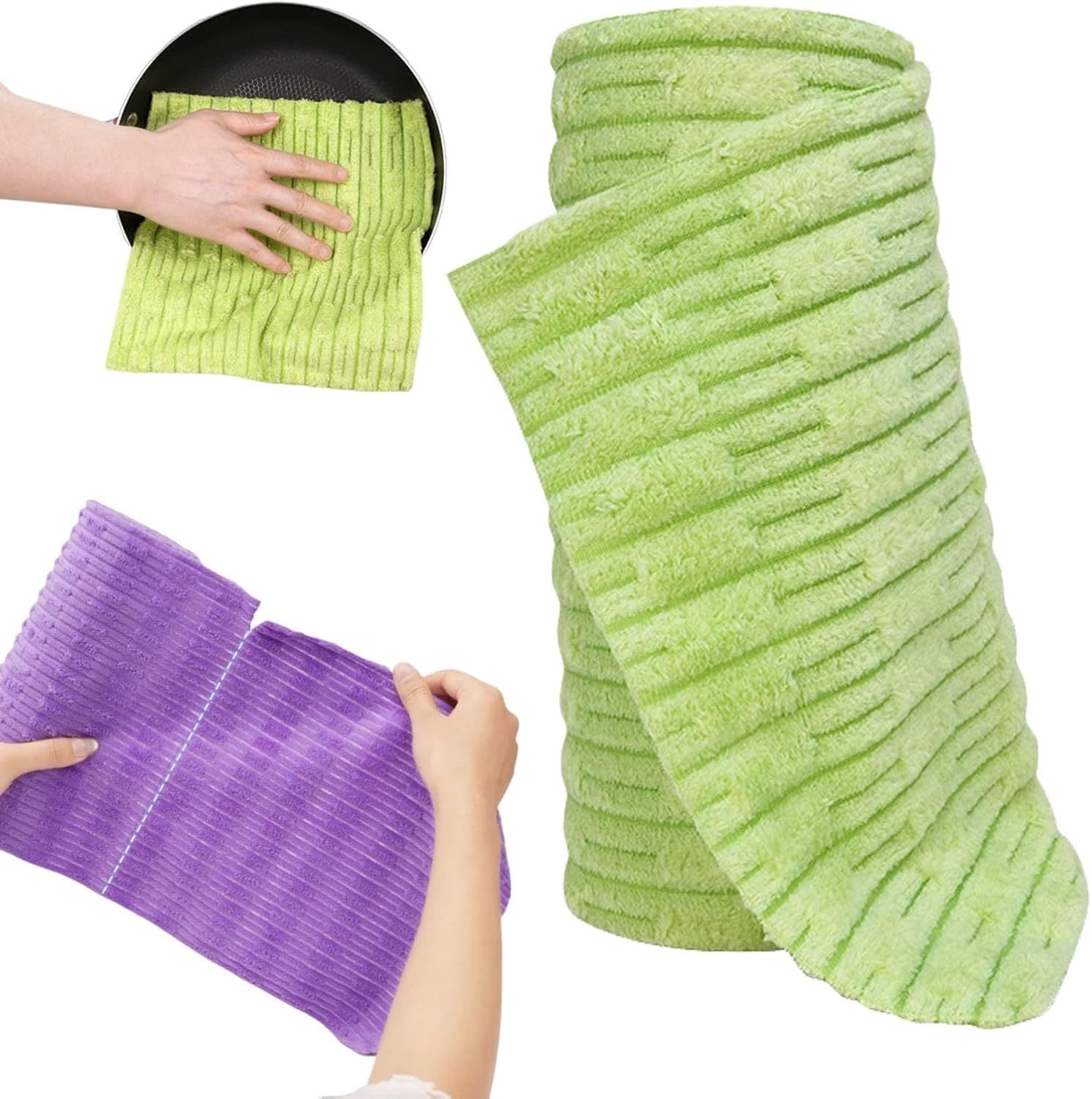 20-Pieces Microfiber Tearable Cleaning Cloths Roll, Reusable Lazy Dish Towels, Washable& Scratch-Free, Super Absorbent Lint-Free Kitchen Plush Cleaning Rags for Oil & Furniture