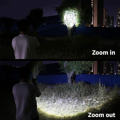 Miniatura 4 de LE Linterna recargable D, LP3000 de alto lúmenes súper brillante, linterna táctica con zoom de 1000 lúmenes, impermeable, 5 modos de iluminación,