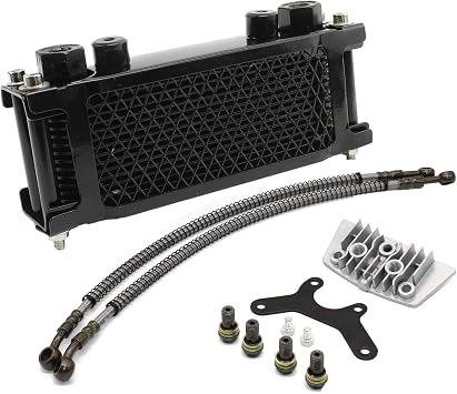 Motorcycle Engine Oil Cooler,Universal Engine Oil Cooling Kit for ATV Pit Bike Motorbike,Dirt Bike Oil Cooler Cooling Engine Radiator Kit Universal for 70cc 110cc 125cc 140cc Motorcycle Black