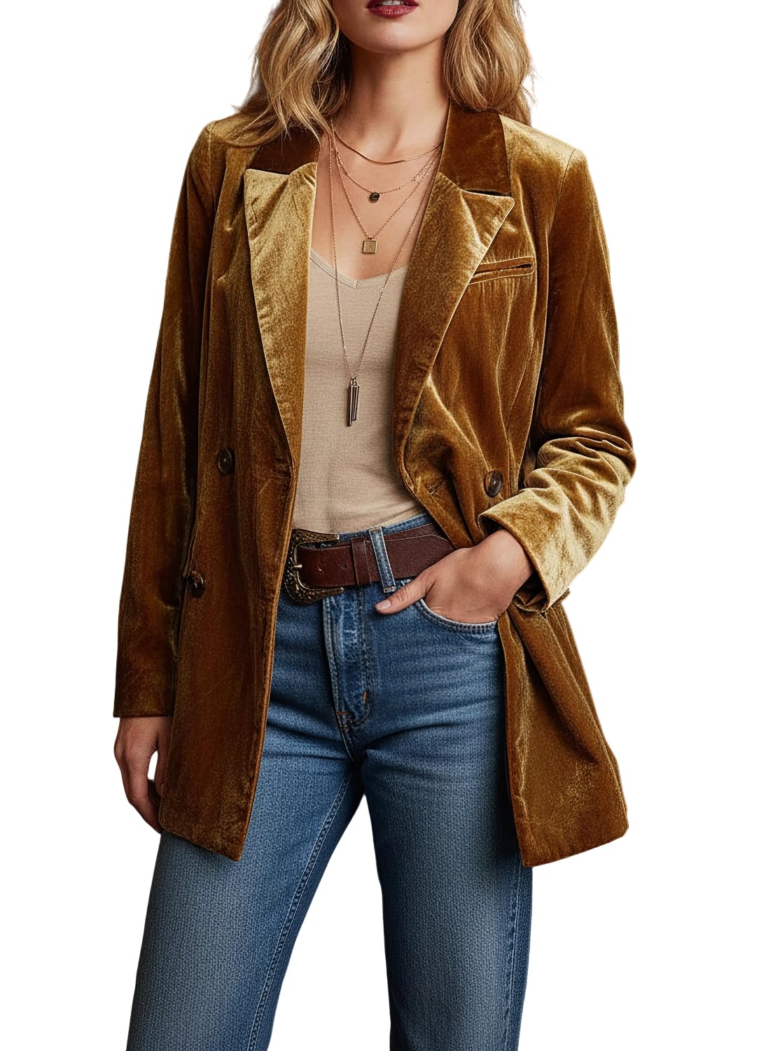 Womens Double Breasted Velvet Blazer Jacket Long Sleeve Lapel Oversized Velvet Blazer Jacket