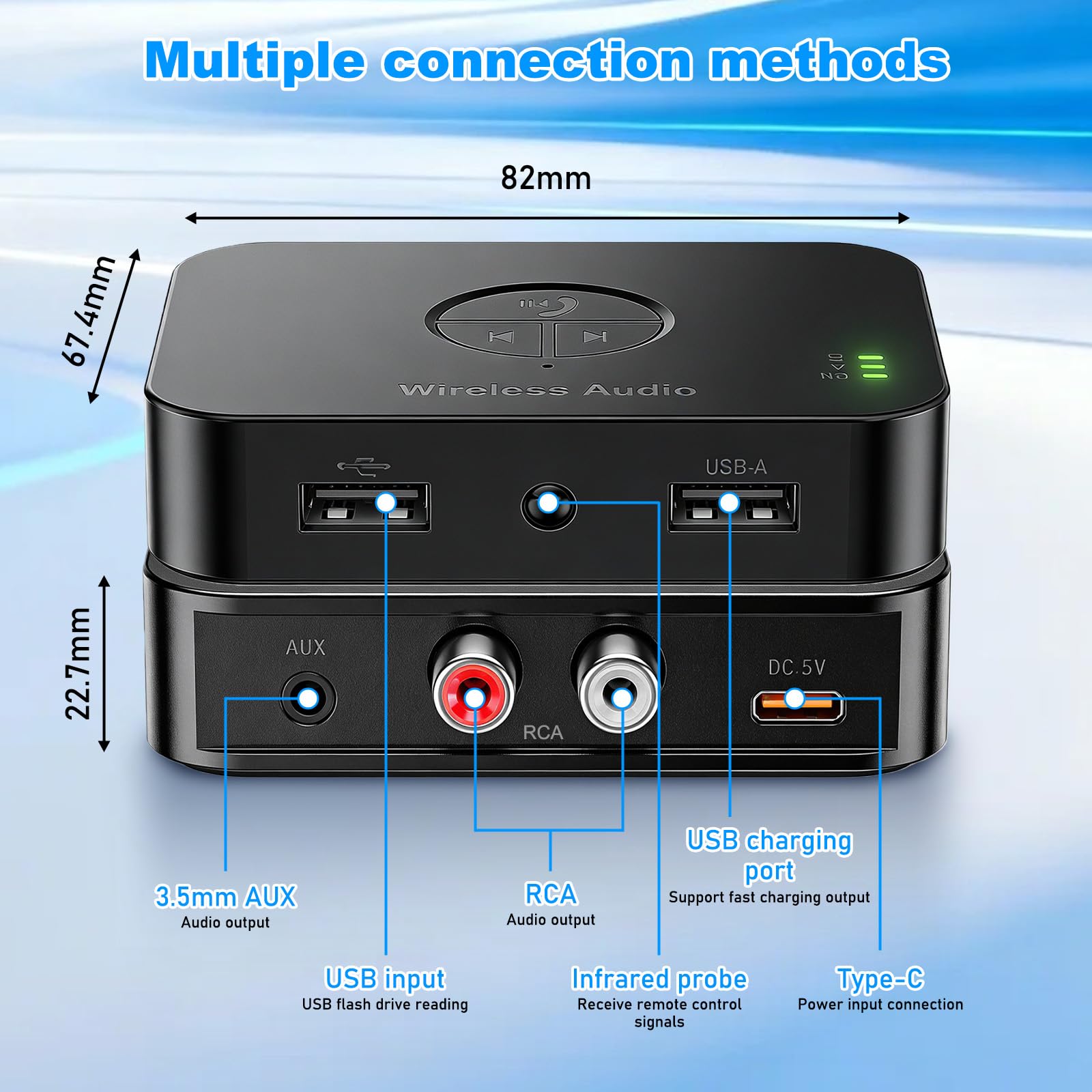 Adattatore Bluetooth impianto stereo: adattatore audio Blue Tooth 6.0, trasmettitore Bluetooth ricevitore con cavo AUX da 3,5 mm, adattatore Aux Blue Tooth con telecomando, trasmettitore audio