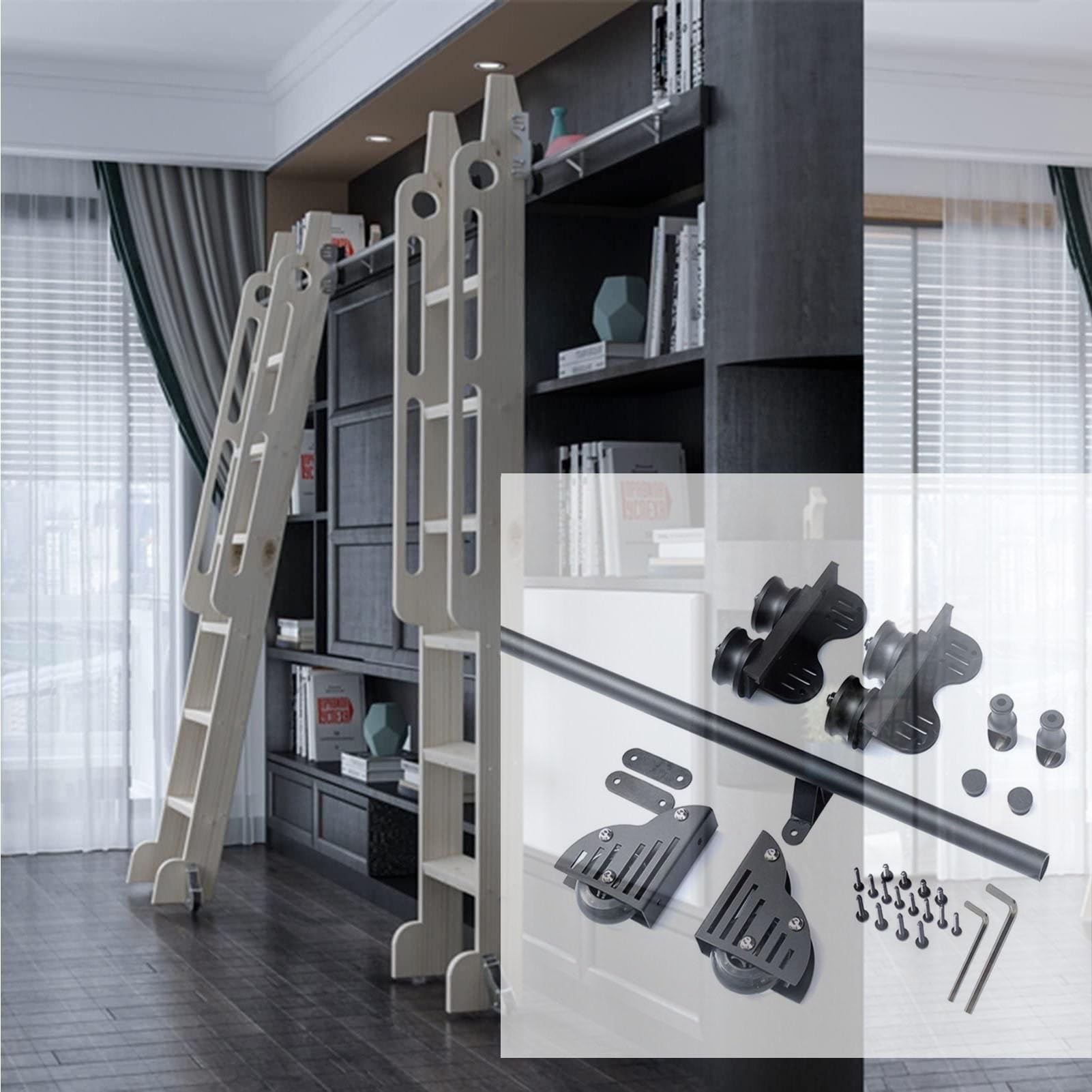 Rail roulant mobile pour échelle kit quincaillerie coulissante 6m