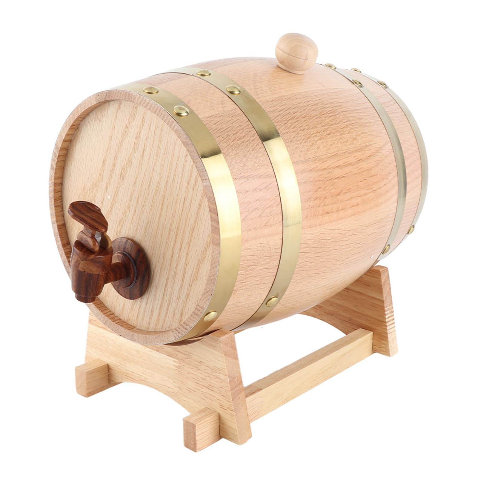 Annadue Dozownik Wina 3L Vintage z Drewna Dębowego do Stojaka na Whisky Bourbon Tequila, Miniaturowa Dębowa Beczka z Kranem i Korkiem do Domowego Baru