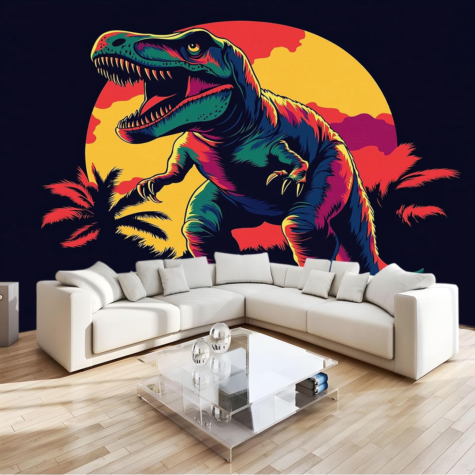 Papier Peint Tyrannosaure Rex Sombre 3D : Rénovez Rapidement Vos Murs sans Travaux