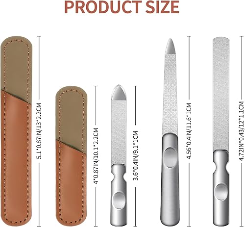 Miniatura 2 de Lima de uñas de metal (2 piezas), limas de uñas para uñas naturales y uñas de los pies, uñas gruesas hechas de acero inoxidable, limas de uñas de