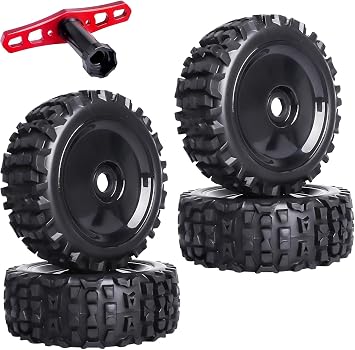 17mm Hex Preglued Wheels Tires Set 1/8 RC Truck Compatible with Arrma Typhon 6S Blx Talion Losi 8IGHT