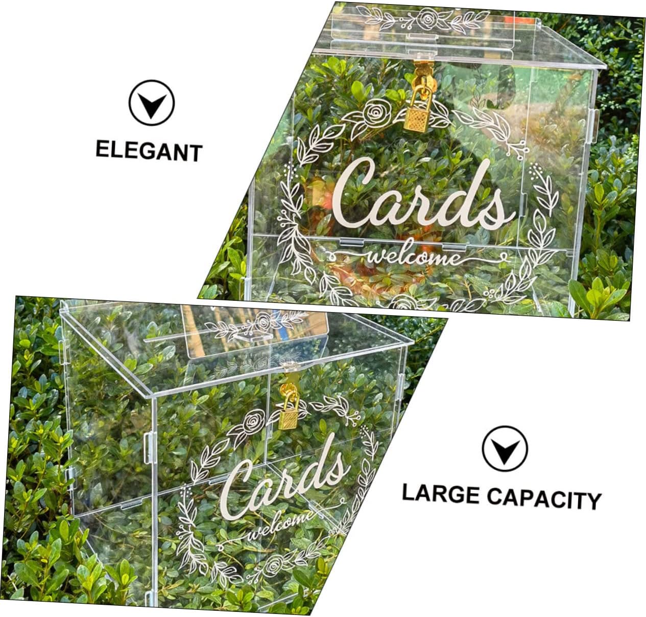 Homoyoyo Wedding Card Box for Reception Elegant Acrylic Keepsake Box Lock for Collecting Cards Envelopes at Engagement Parties Bridal Showers and Weddings