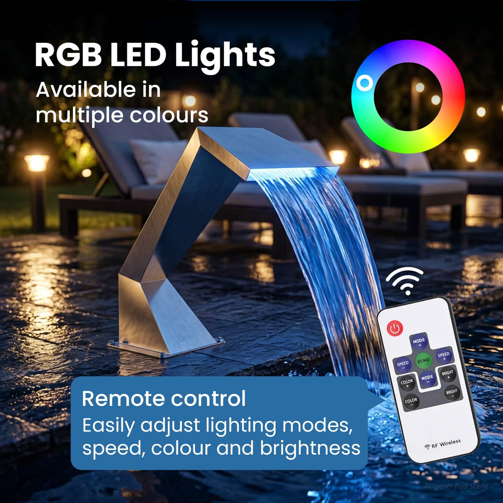 vidaXL Cascade piscine LED RGB inox 63,5x29x51cm