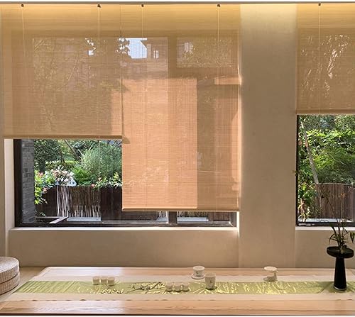 Miniatura 3 de Persianas enrollables de bambú natural de 17.7in, 23.6in, 27.6in, 31.5in, 35.4in, 39.4in, 43.3in, 47.2in, 55.1in, cortinas de bambú decorativas