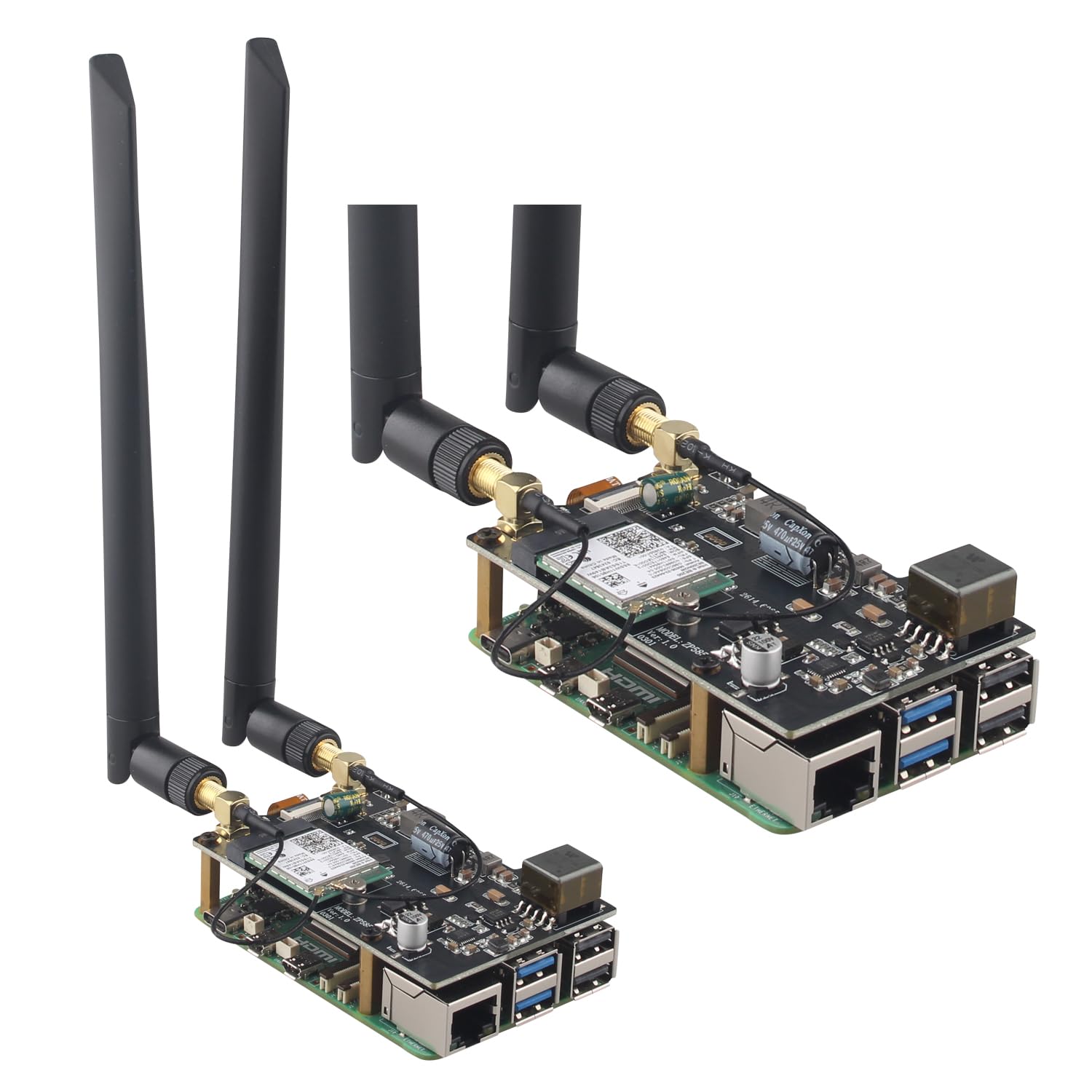 ZDE ZP585 PoE+ Hat PCIe to M.2 E Key WiFi7 6 6E 5 Hat for Raspberry Pi 5 | Power Over Ethernet Adapter Expansion Board, Support Google TPU WiFi 7 BE200 WIFI6E AX210 MT7922 WIFI6 AX200