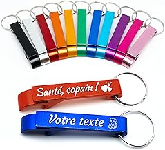 Personalised Bottle Opener Keyring with Text Icons and Decorations Personalised Name Christmas Guest Gift Aluminium Bottle Opener with Laser Engraving