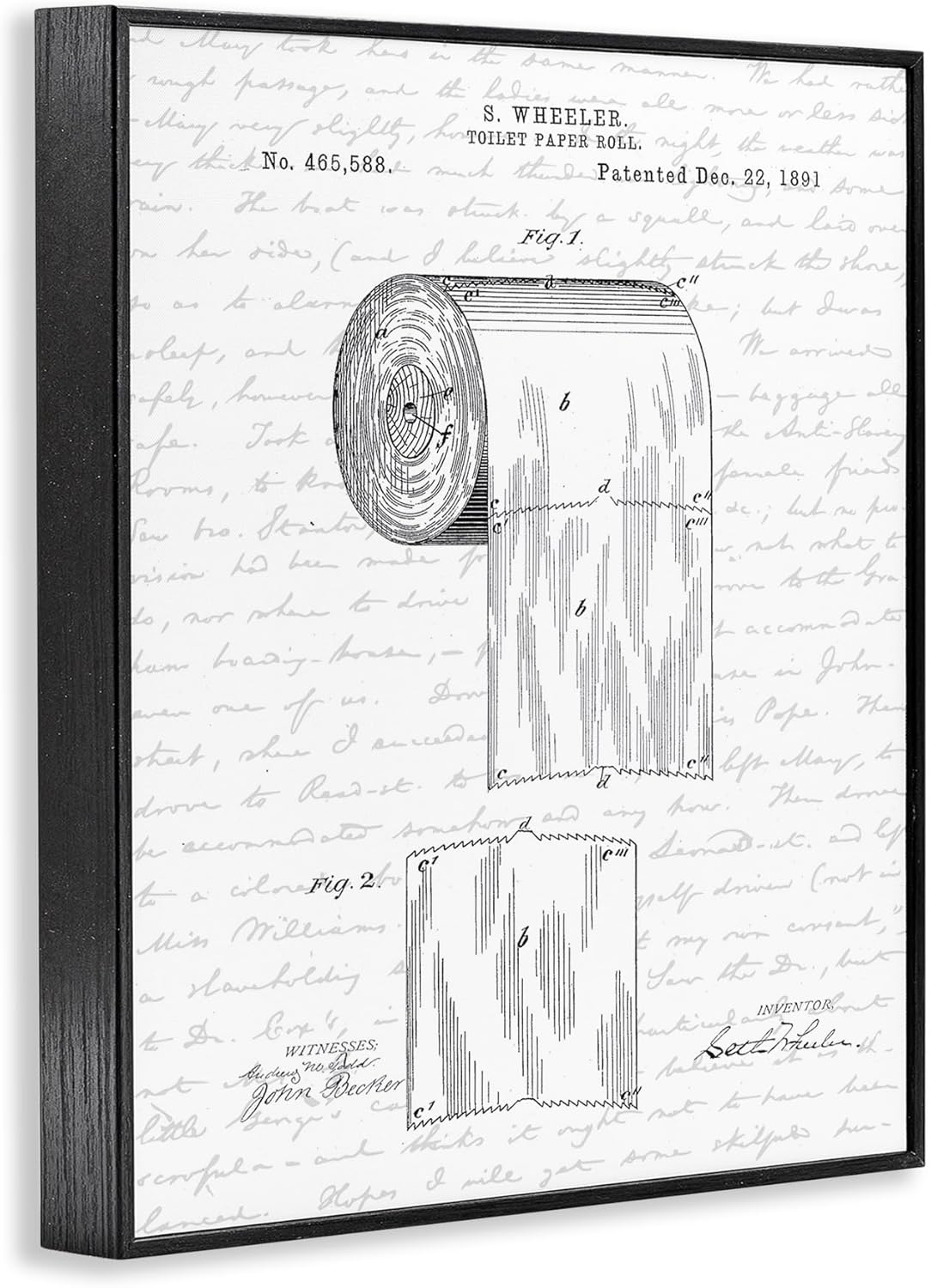 Toilet Paper Roll Patent Black And White Bathroom Design' by Lettered and Lined Black Framed Art, 11 x 14 - Image 3