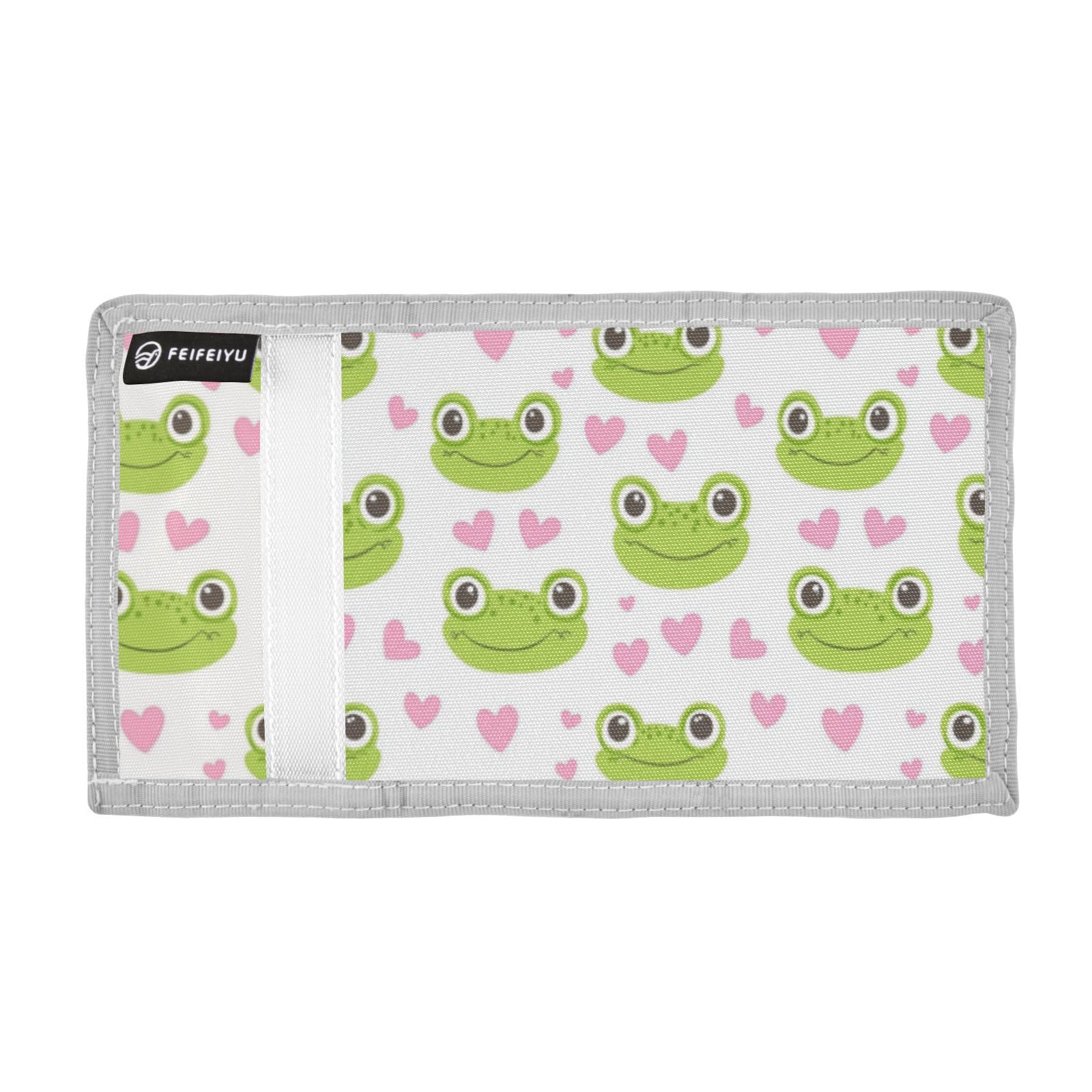 Wusikd Frog Face Hearts Kids Wallet for Boys Girls Cartoon Toddler Trifold Wallet Novelty Wallet for Teens Women Men