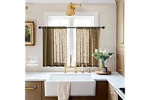 Primitive Small Burlap Curtains for Kitchen Windows & Valance for Small Window Coverings
