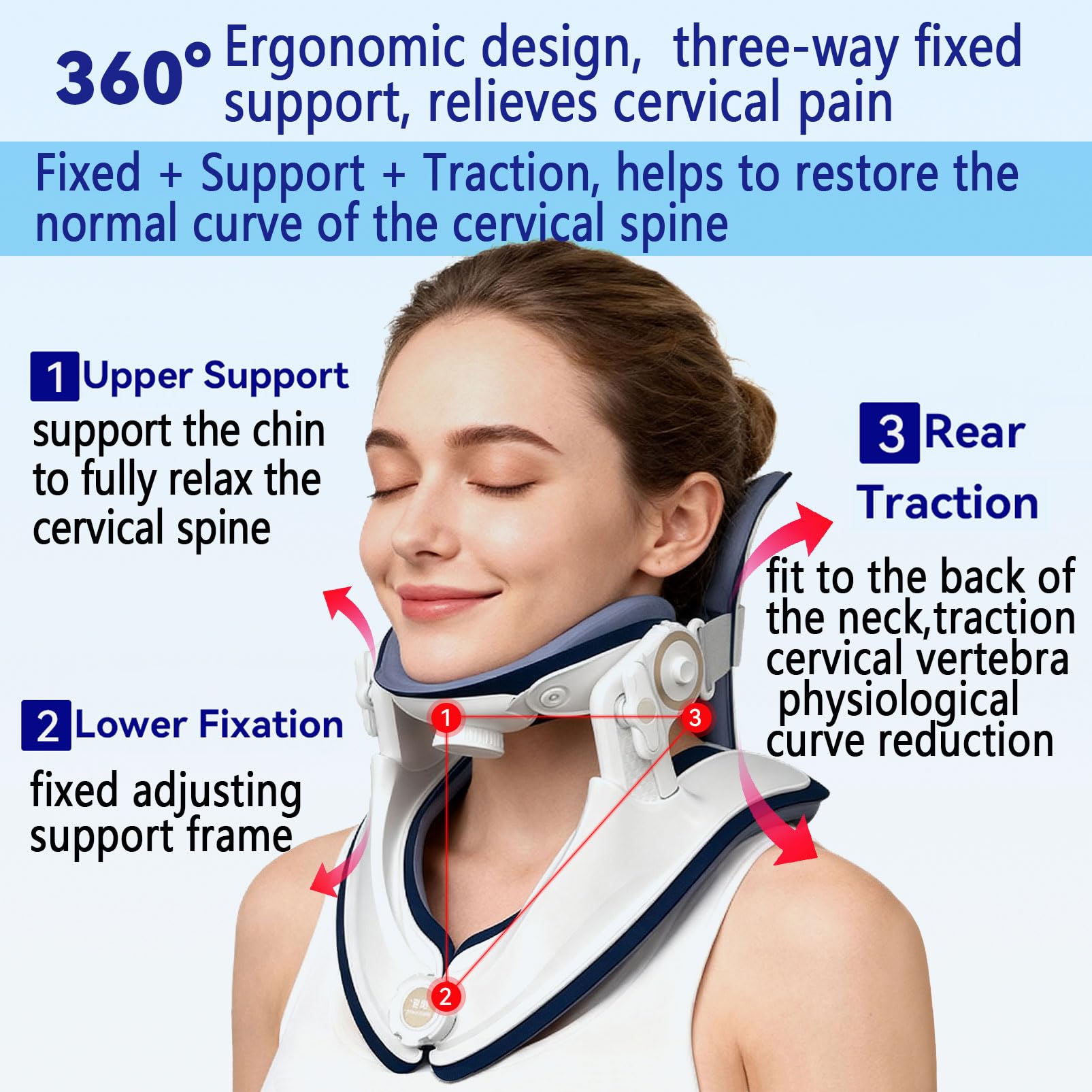 Dispositivo di trazione cervicale, barella regolabile per alleviare il dolore, supporto leggero per il collo per decompressione cervicale, design ergonomico per casa, ufficio e viaggio