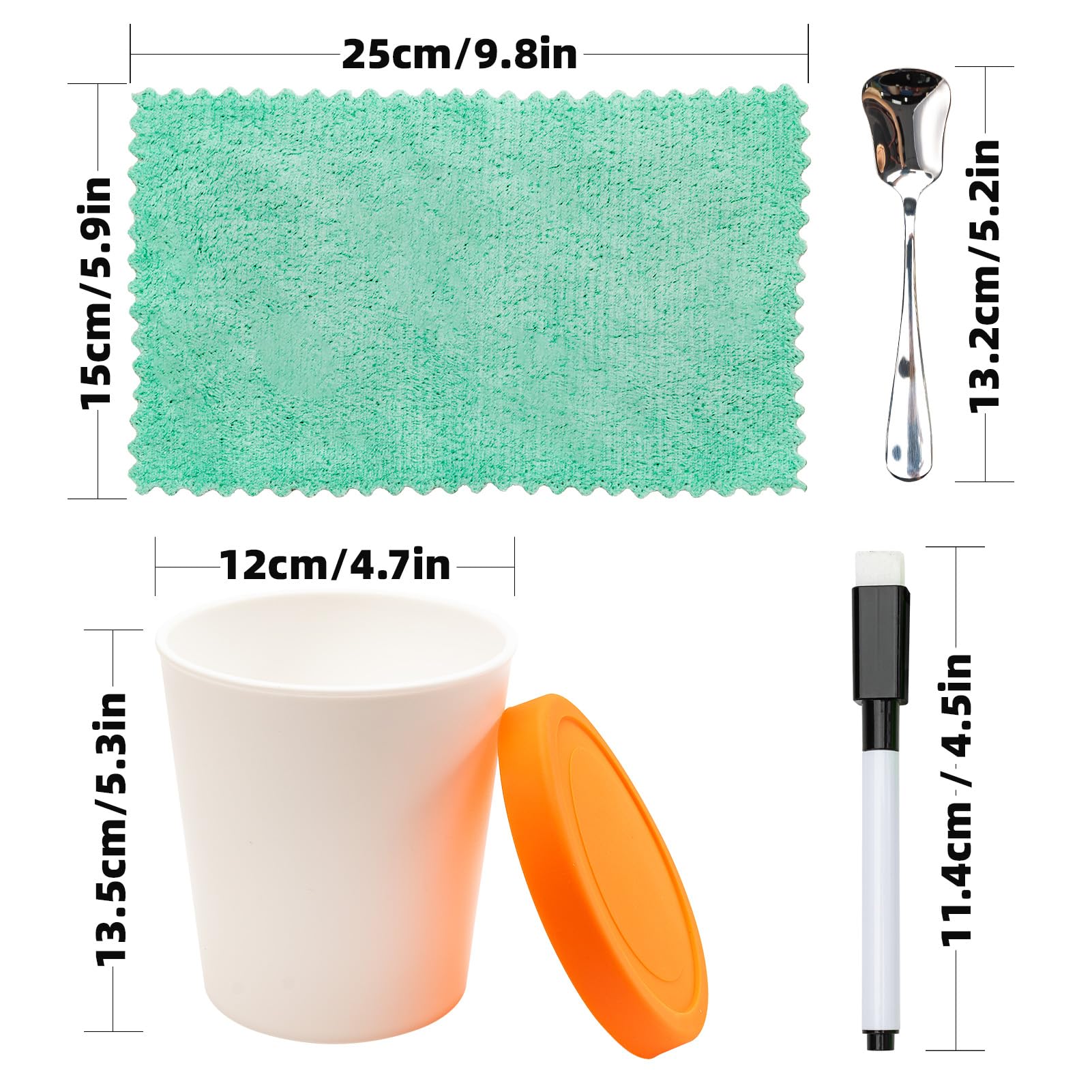 Belle&Beau Zestaw 4 pojemników na lody (po 1 kwarta) z silikonowymi pokrywkami, idealny do domowych lodów, sorbetów i lodów, nadaje się do mycia w zmywarce, zawiera 2 ścieralne markery, 1 miarkę i 1