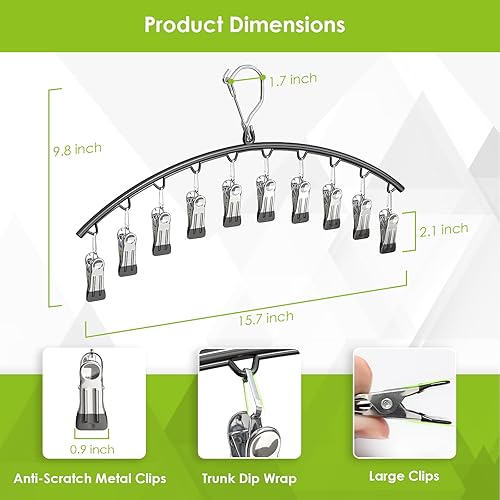 Miniatura 4 de Organizador de leggings para armario, perchas de metal para pantalones con revestimiento de goma, paquete de 2 con 10 clips para 20 leggings, jeans,