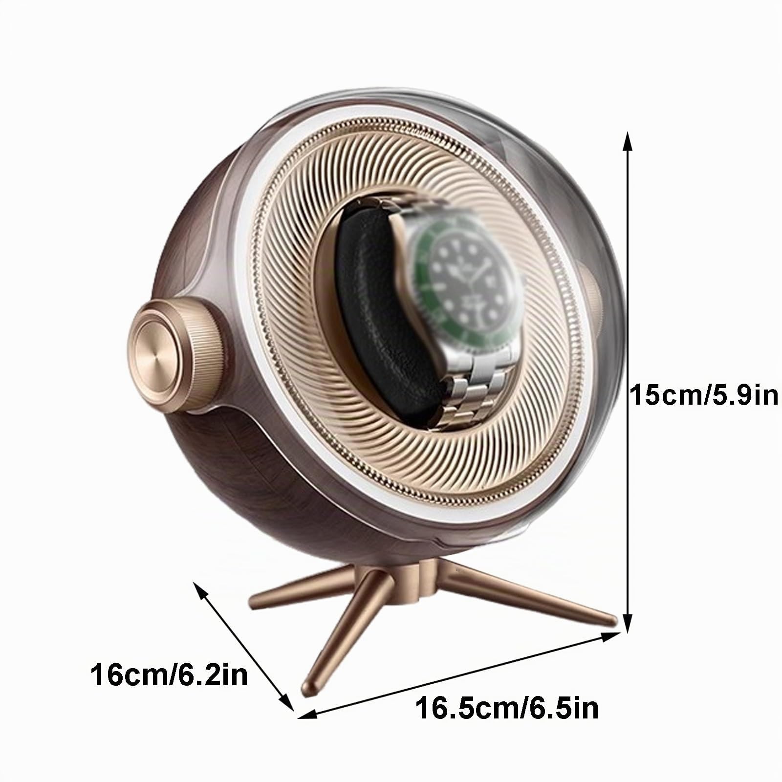 Remontoir Montre Automatique, Boîte de Montre Rotative, Boîte de Remontoir de Montre, Alimenté par Batterie Ou USB, Convient Aux Montres pour Femmes et Hommes(Brown)