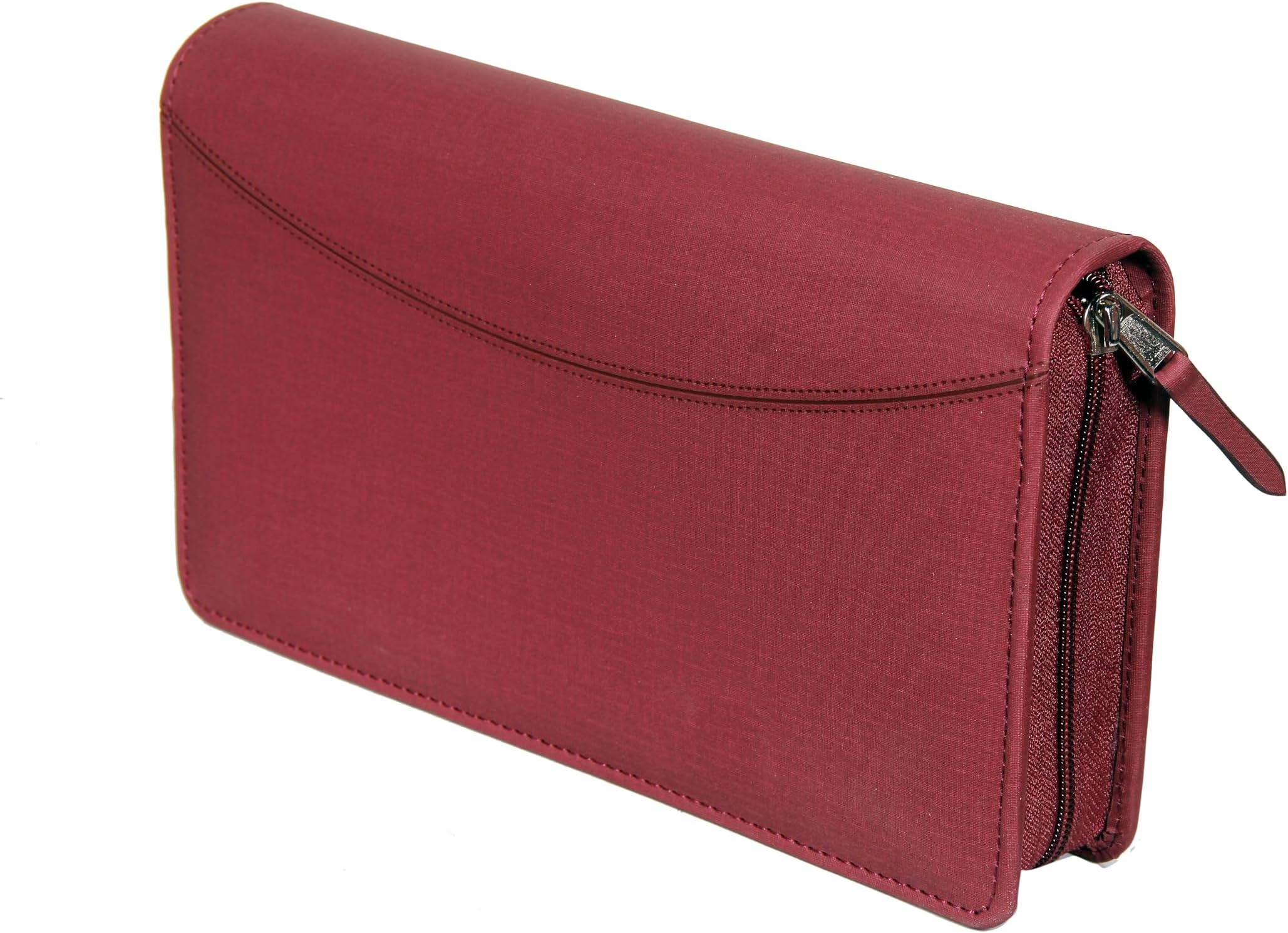Sukeshcraft Multiple Cheque Book Holder | Original PU Holds Upto 8 Cheque Books, Locker Key Hook, 2 Photo Slots, 1 Pin-Sim Slot, 13 Credit/Debit Card Slots with Matching Zipper (PU -Redwine)